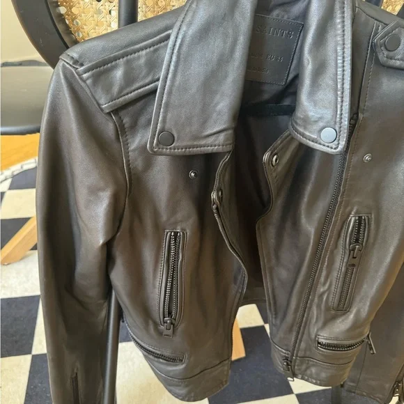 All Saint Leather Jacket - black with black hardware size 4/small - Picture 9 of 10